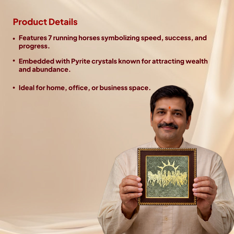 7 Horses on Raw Pyrite Frame