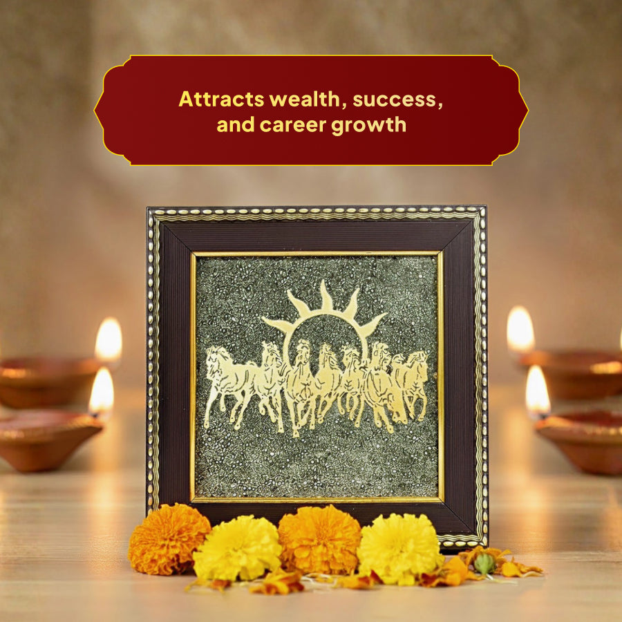 7 Horses on Raw Pyrite Frame