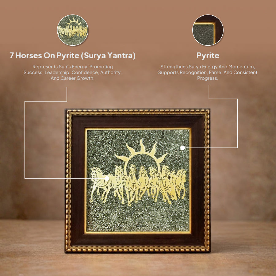 7 Horses on Raw Pyrite Frame