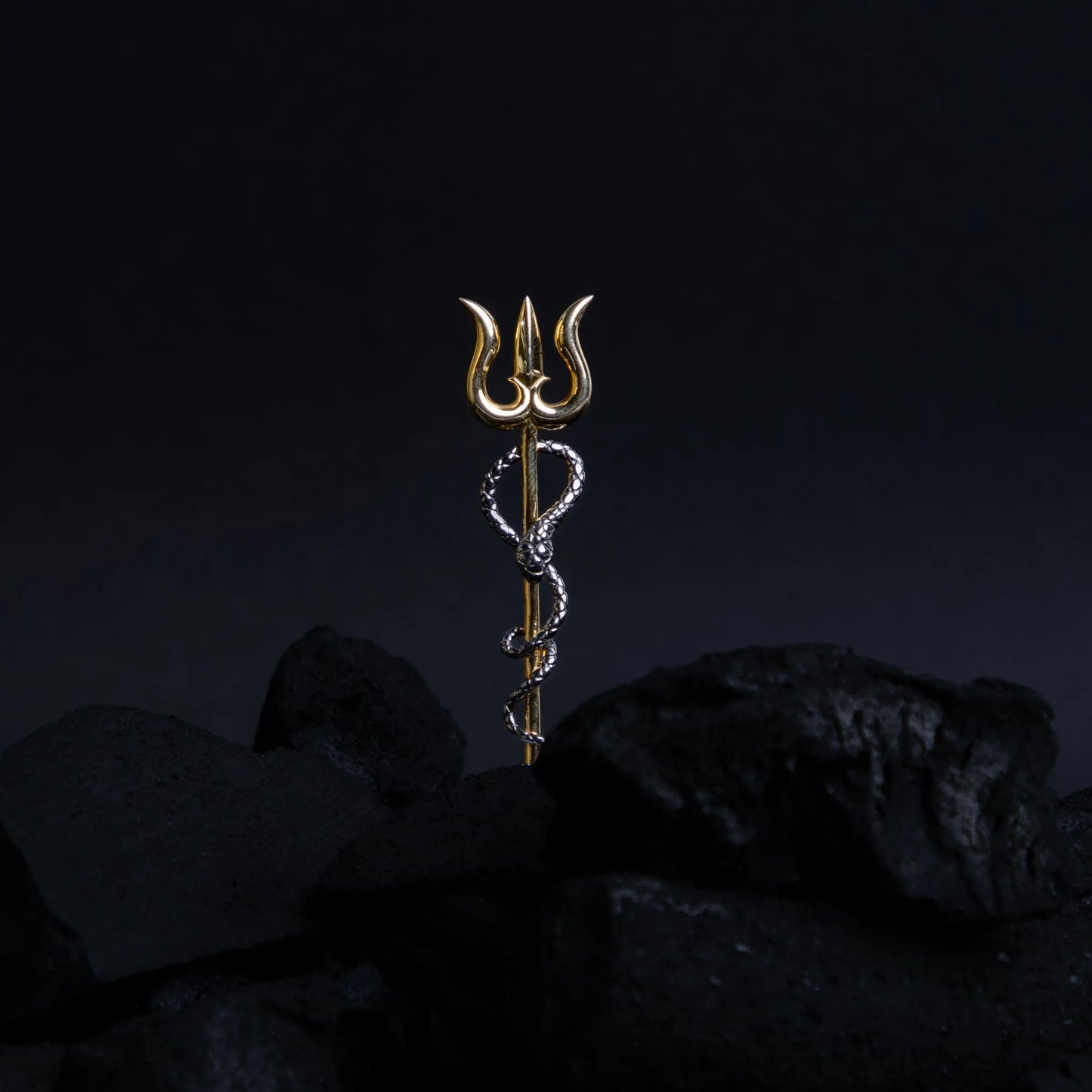 Mahadev Trishul Snake Silver Pendant
