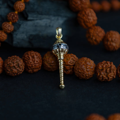 Hanuman Gadda Silver Pendant