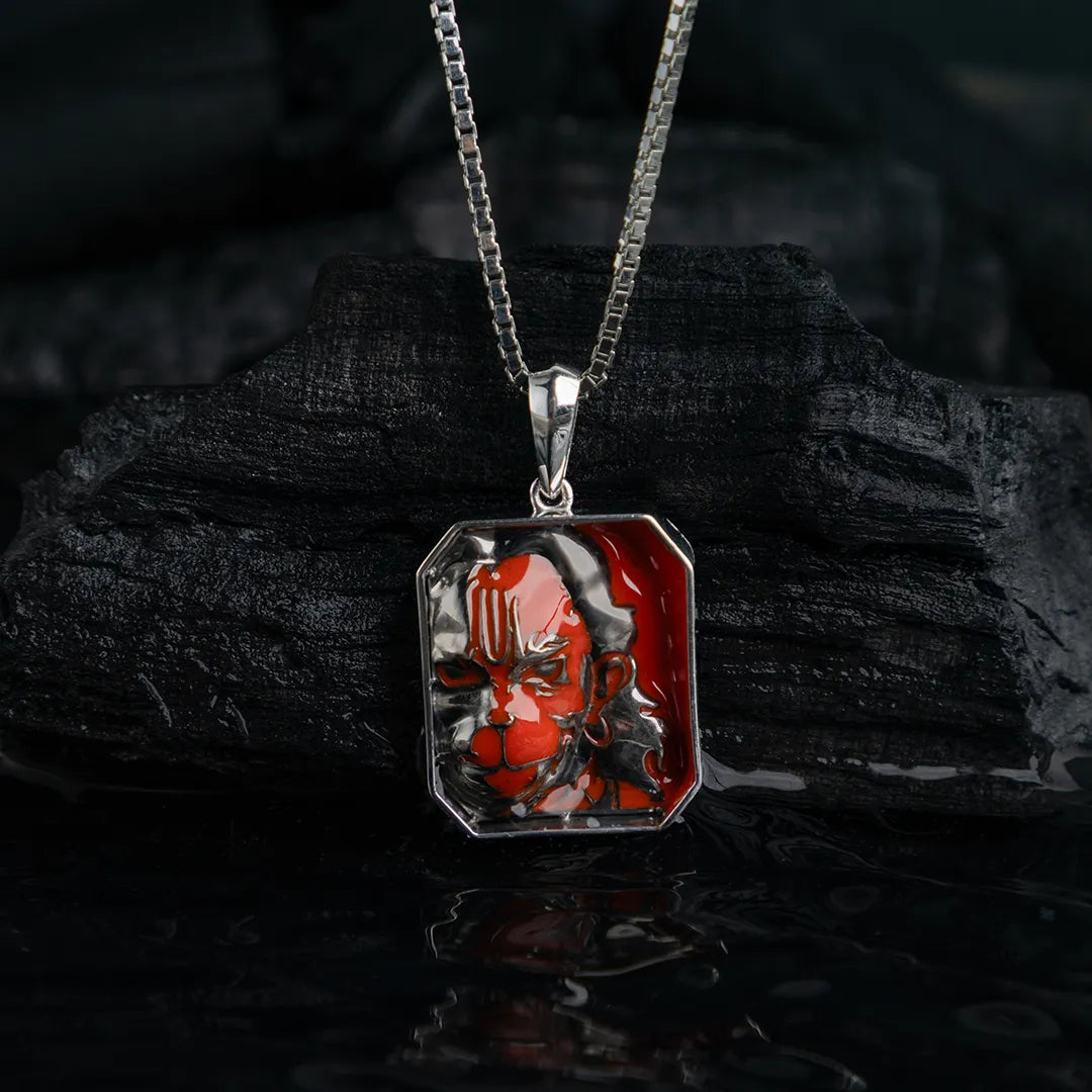 Angry Hanuman Tag Silver Pendant