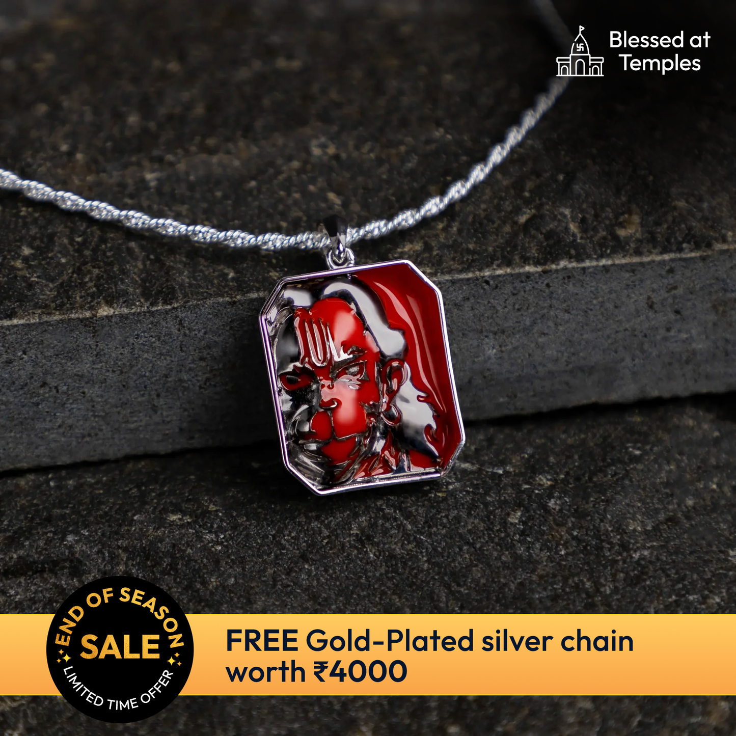 Angry Hanuman Tag Gold Pendant