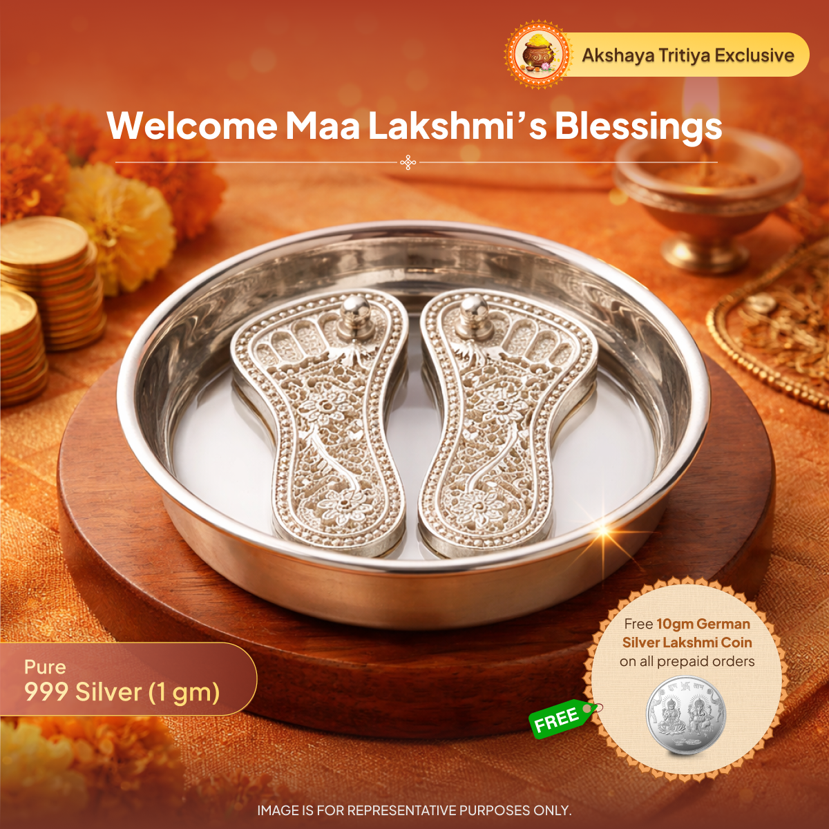 Lakshmi Silver Charan Paduka