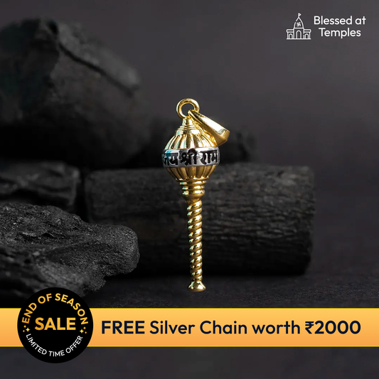 Hanuman Gadda Silver Pendant