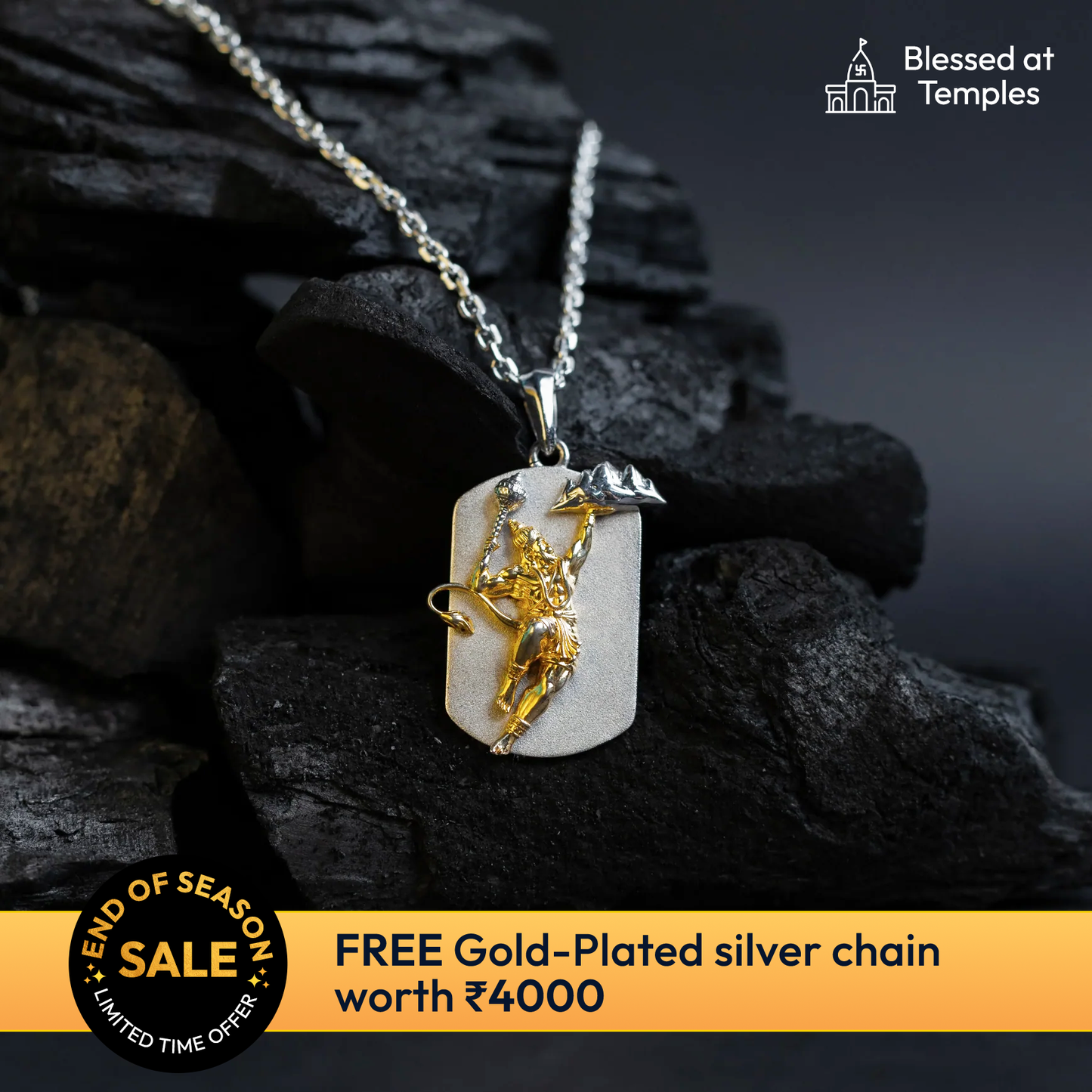 Hanuman Mountain Gold Pendant