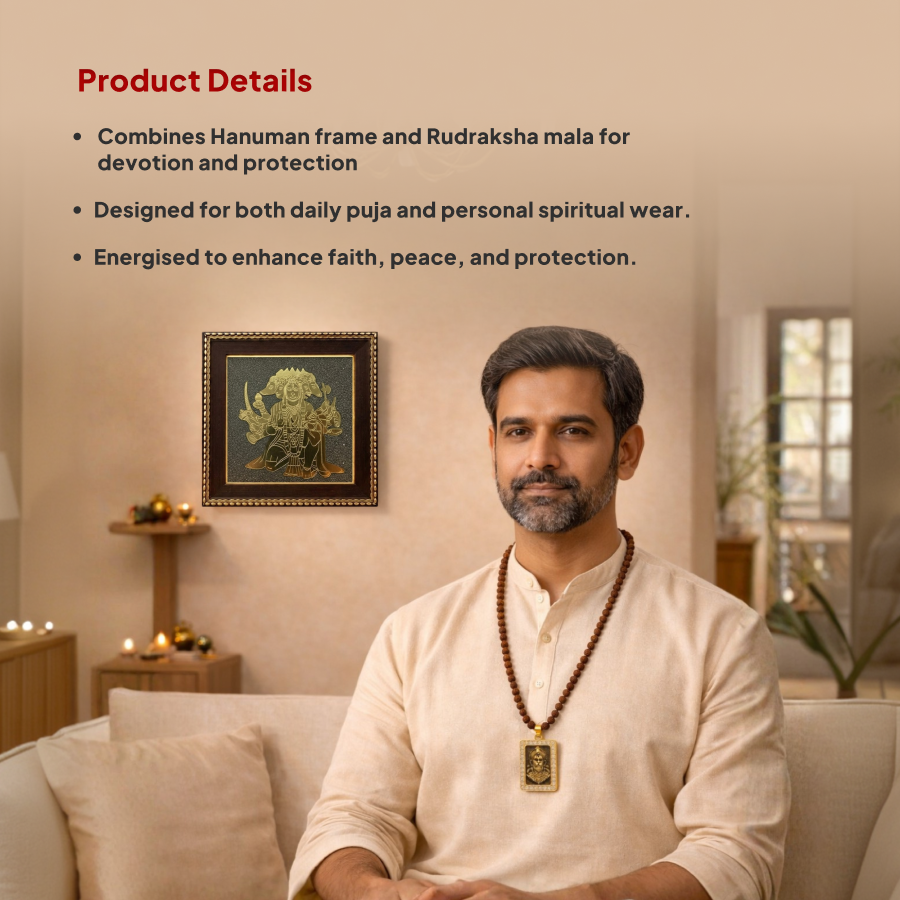 Hanuman Frame & Rudraksha Devotion Combo