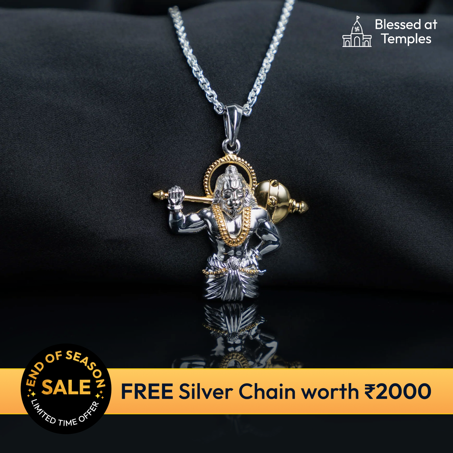 Jai Hanuman Silver Pendant