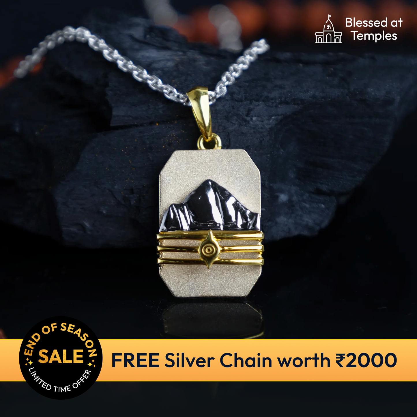 Kailash Parvat Trinetra Silver Pendant