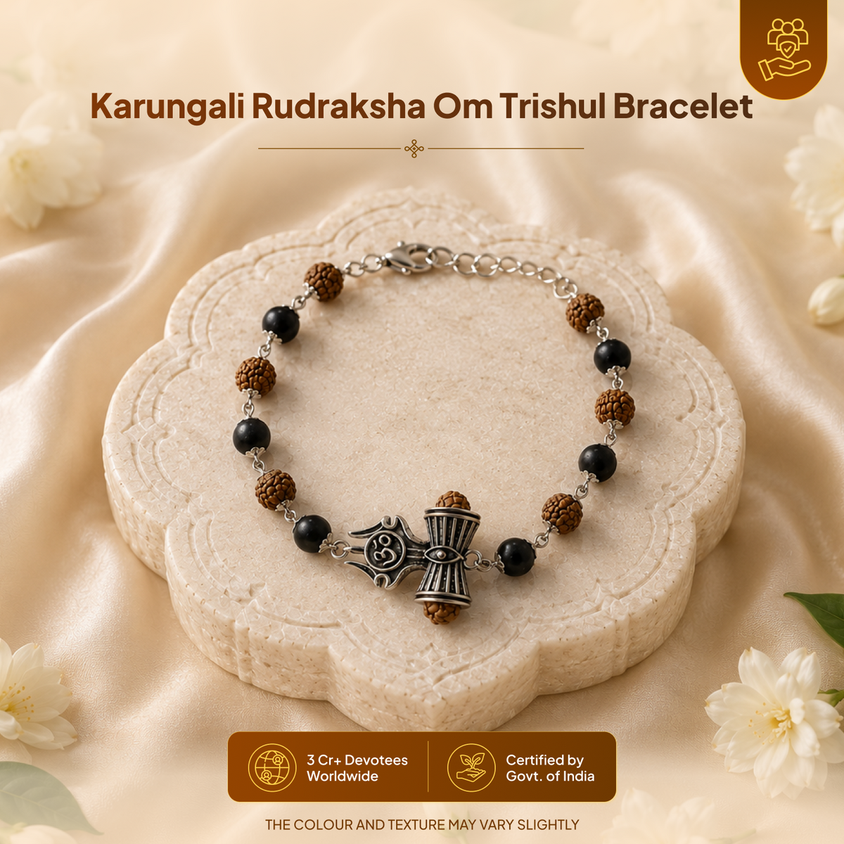 Karungali Rudraksha Om Trishul Bracelet