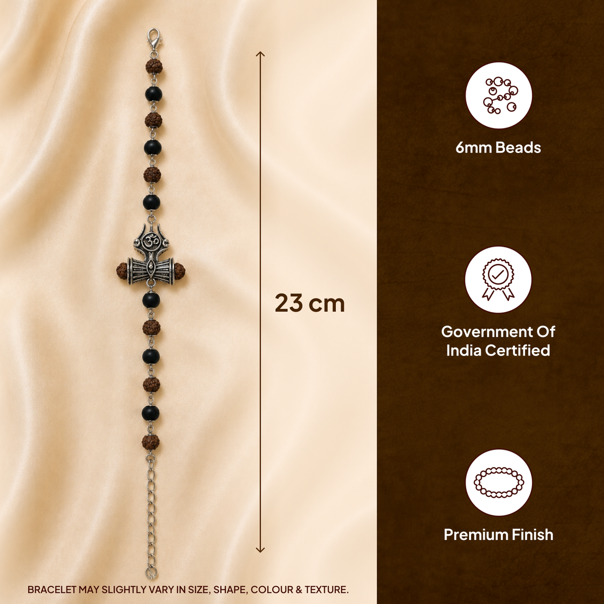 Karungali Rudraksha Om Trishul Bracelet