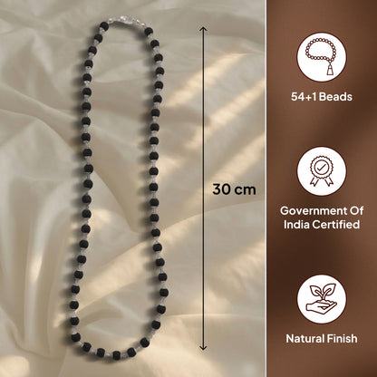 Karungali Mala Silver Cap Necklace