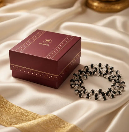 Karungali Mala Silver Cap Necklace