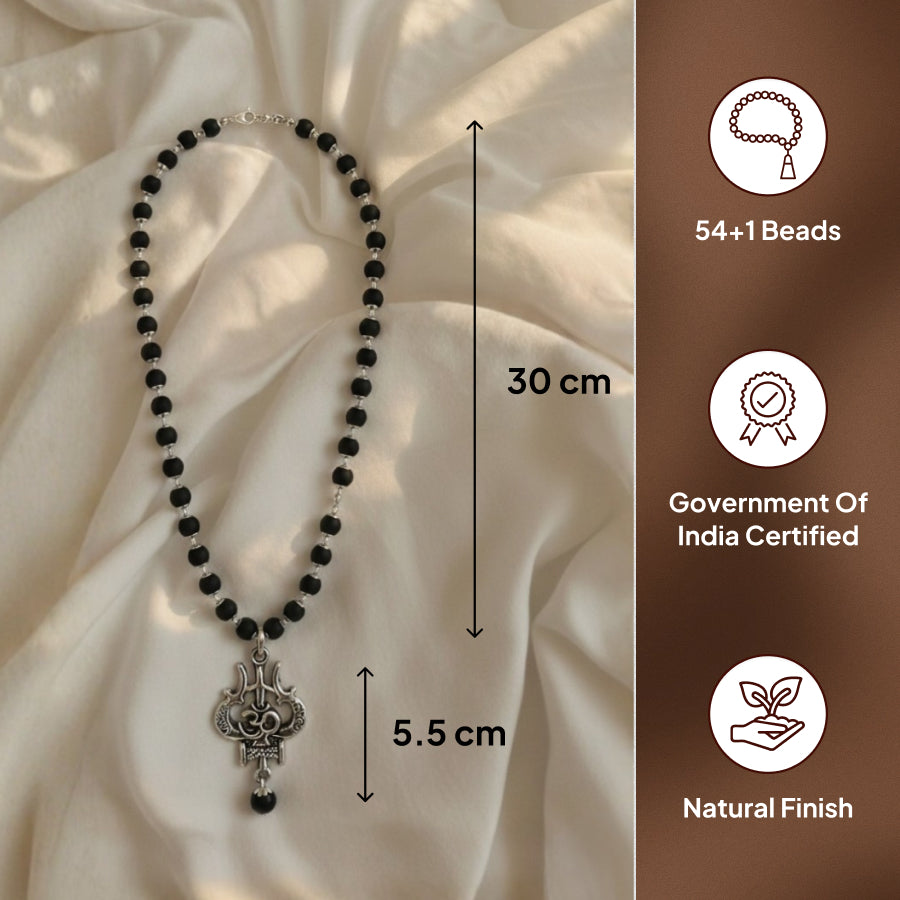 Karungali Mala with Om Shiva Trishool