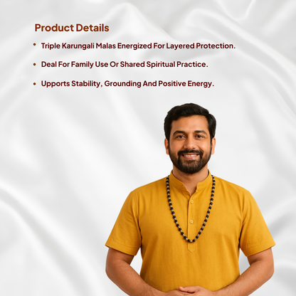 Karungali Silver Cap Triple Set