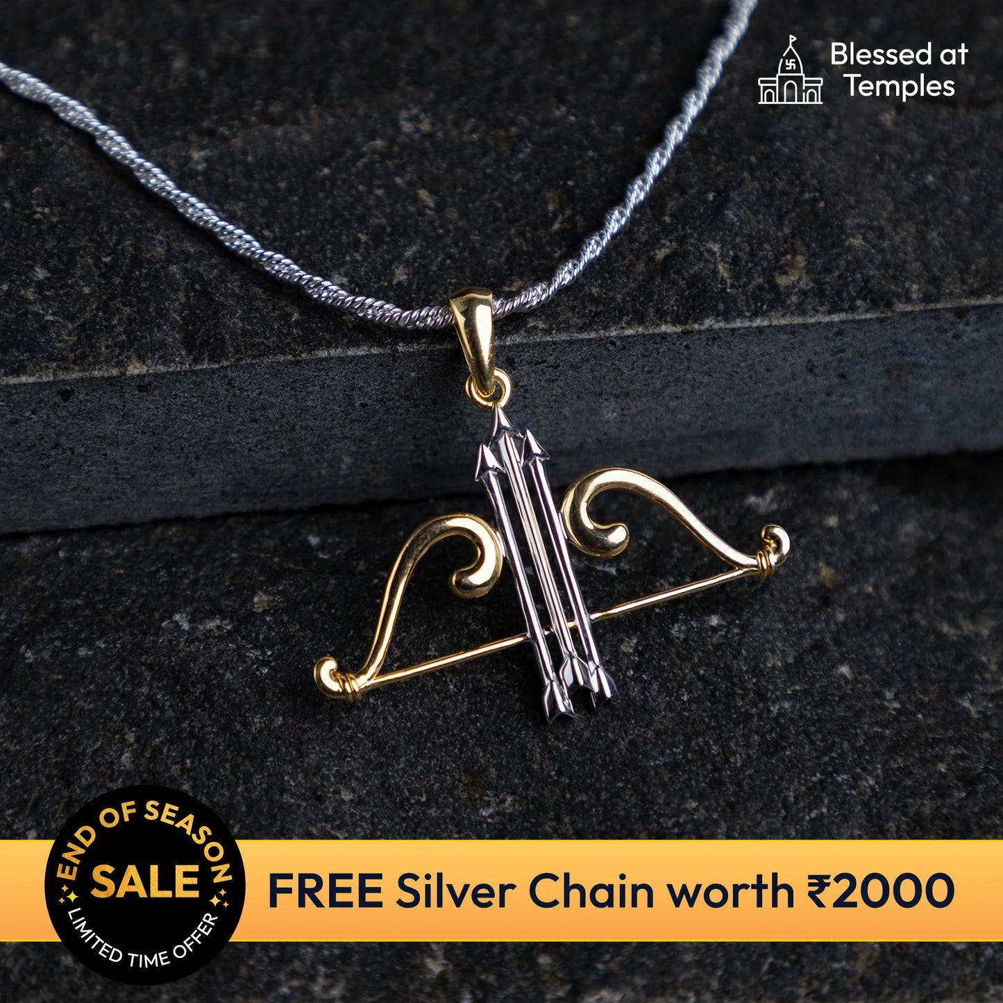 Khatu Shyam Bow Arrow Silver Pendant
