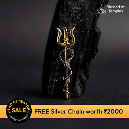 Mahadev Trishul Snake Silver Pendant
