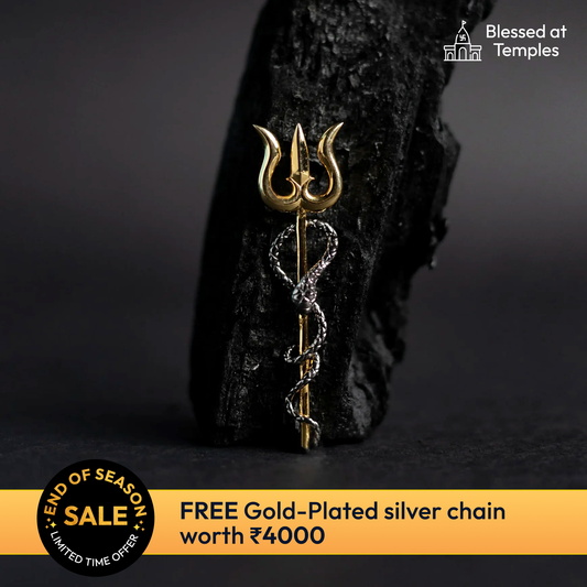 Mahadev Trishul Snake Gold Pendant