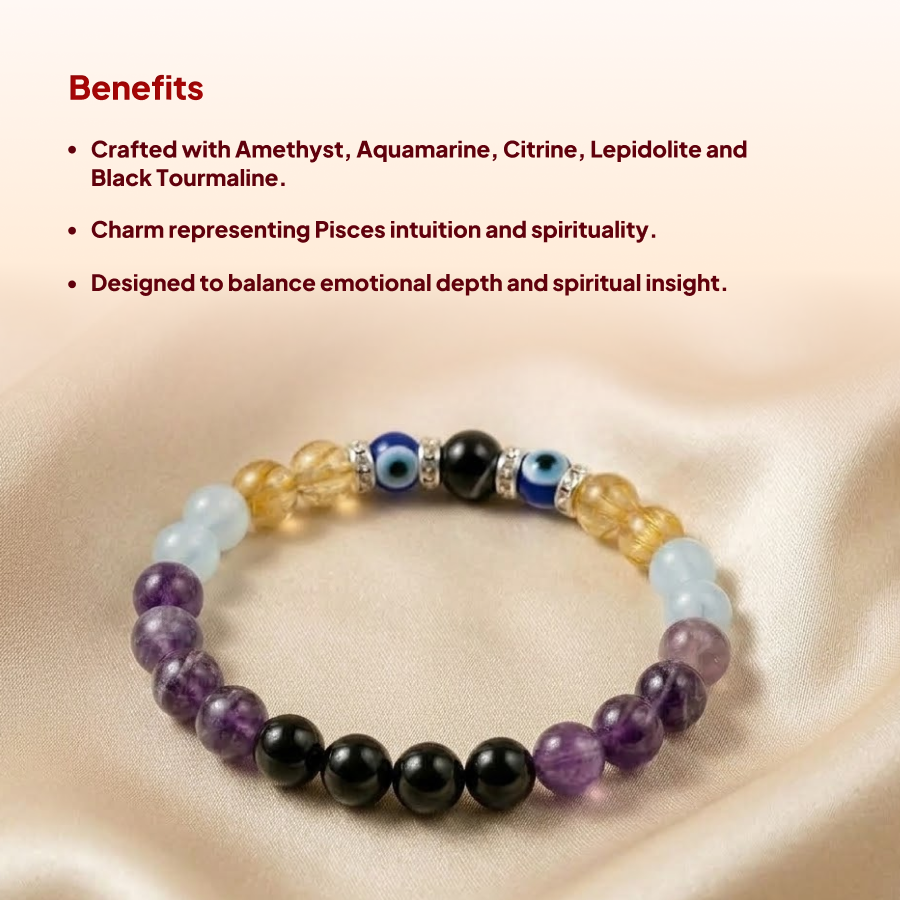 Pisces (Meena) Rashi Crystal Bracelet