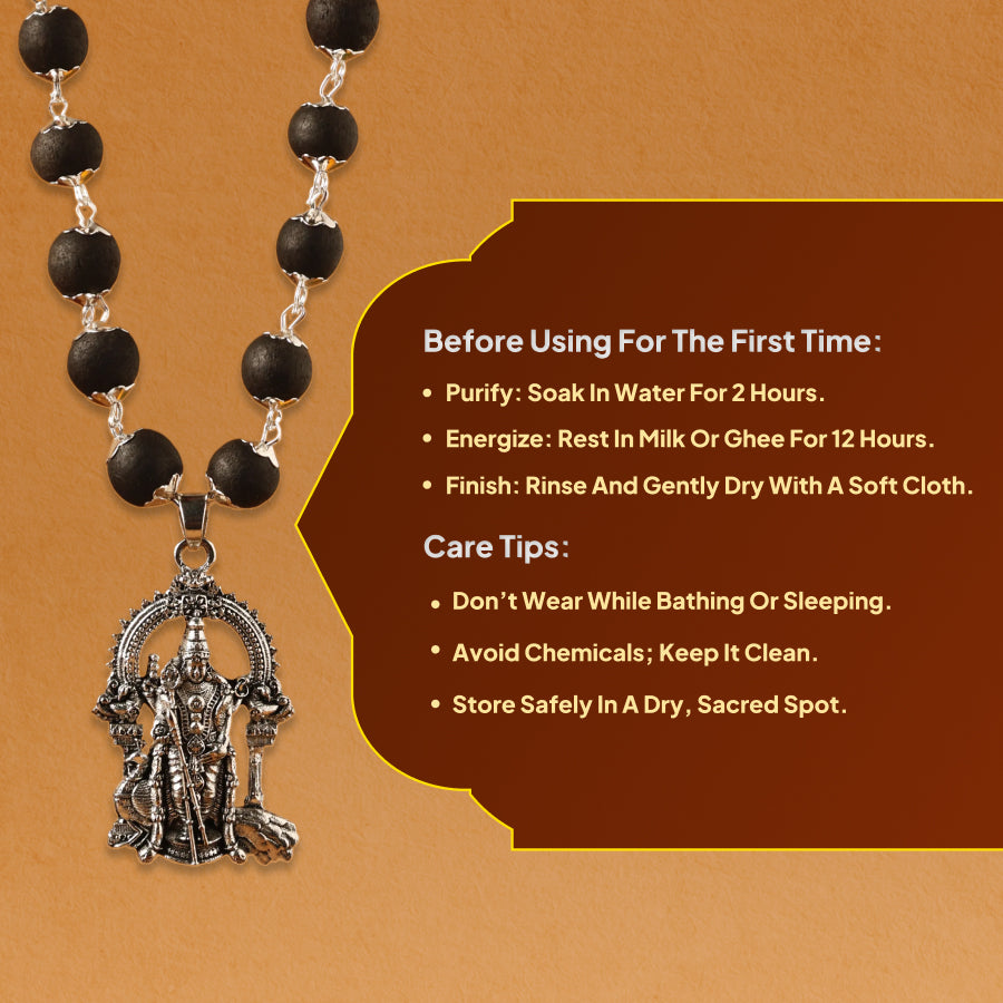 Karungali Mala with Lord Murugan Pendant
