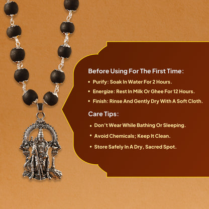 Karungali Mala with Lord Murugan Pendant