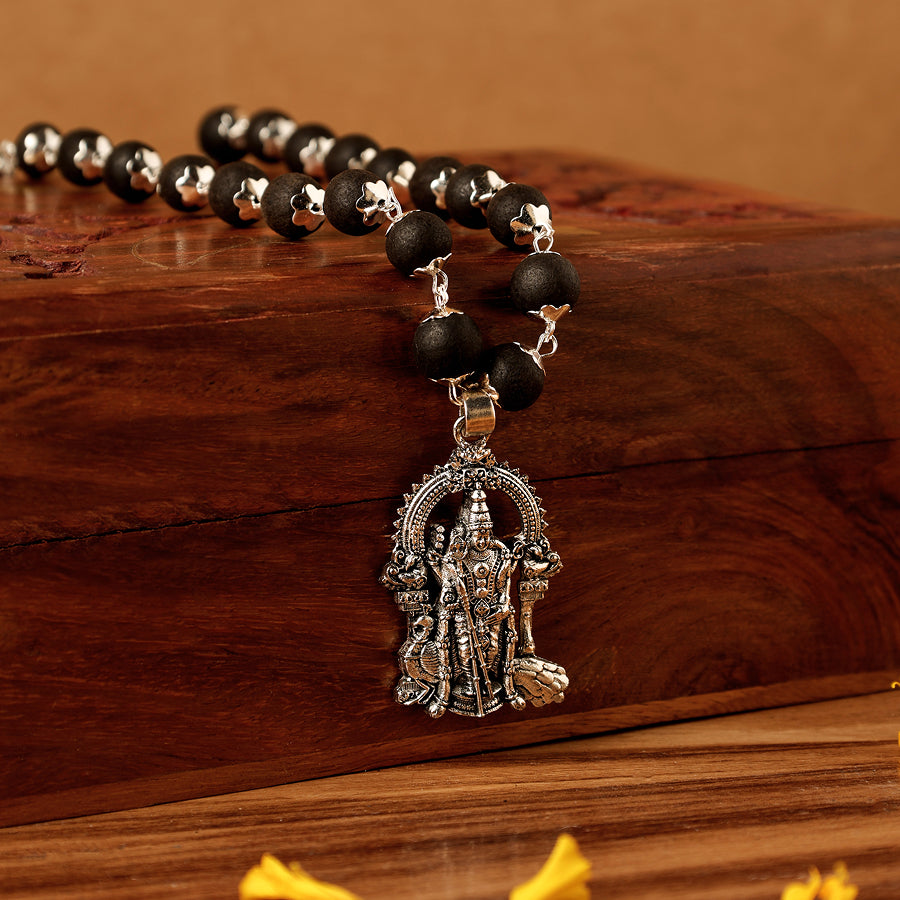 Karungali Mala with Lord Murugan Pendant