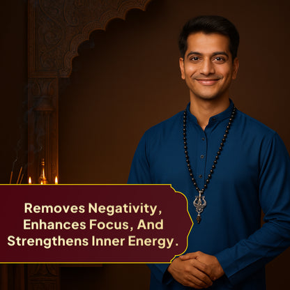 Karungali Mala with Om Shiva Trishool