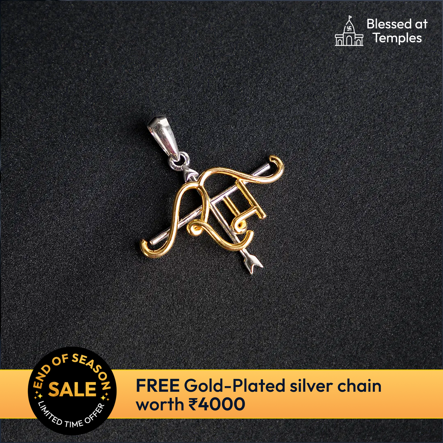 Ram Bow Arrow Gold Pendant