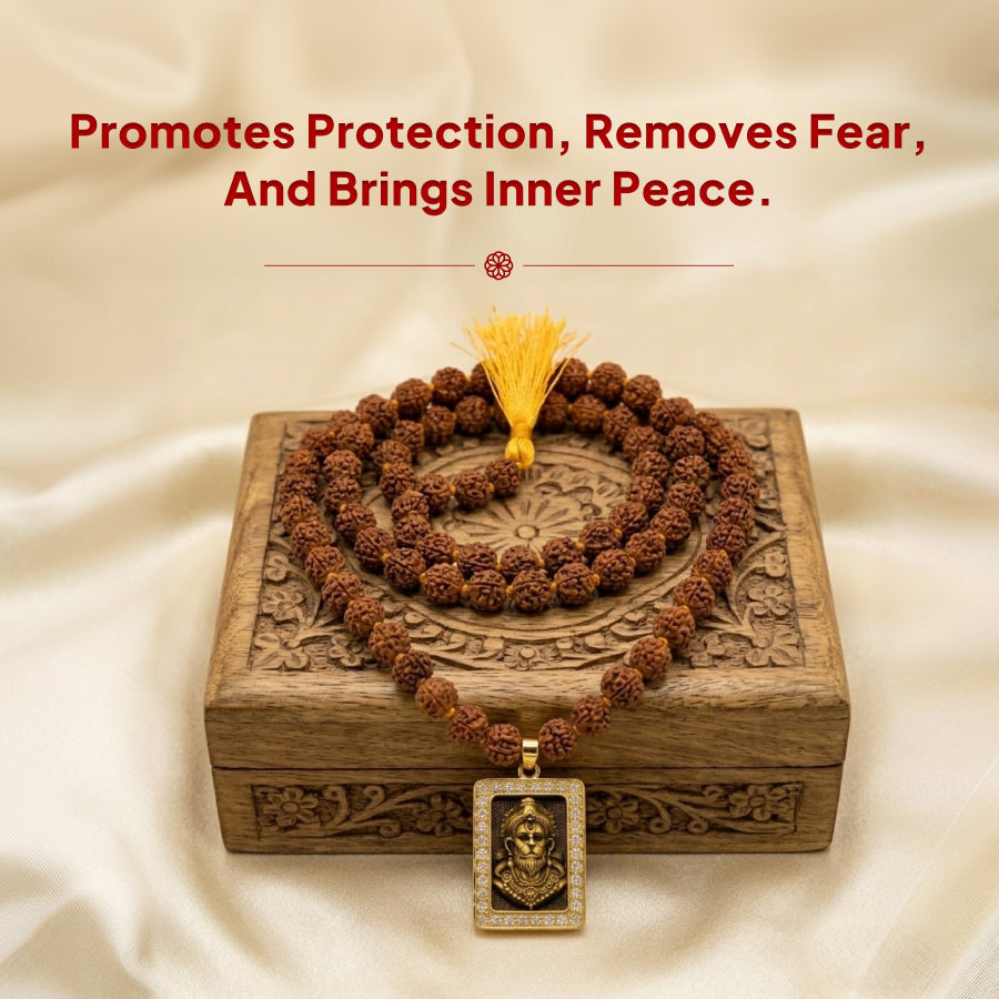 Rudraksha Mala with Hanuman Pendant