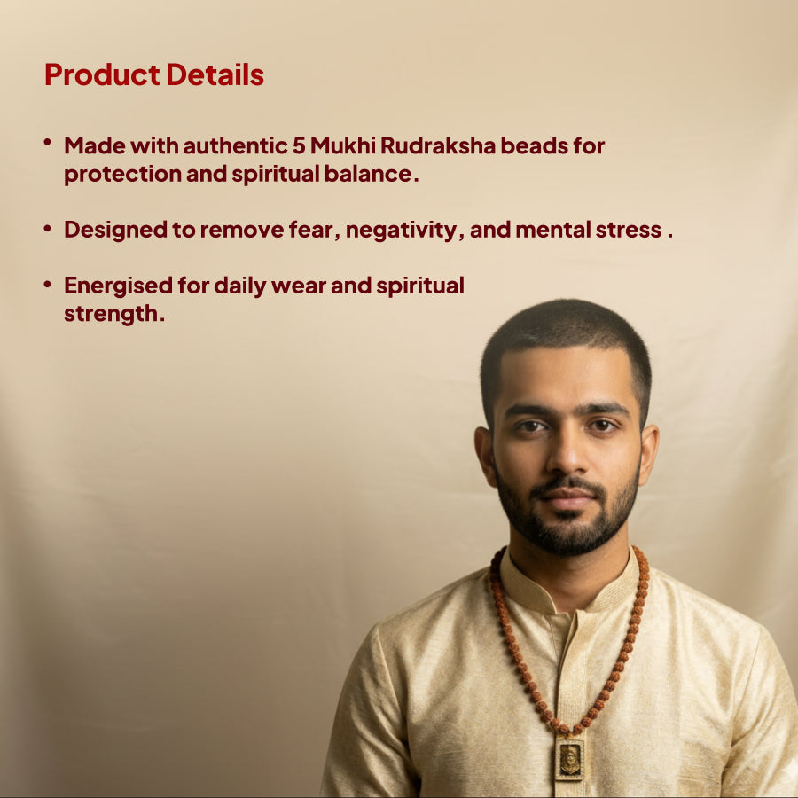 Rudraksha Mala with Hanuman Pendant