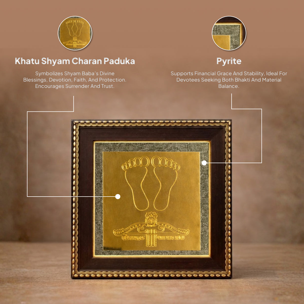 Shyam Baba Charan Paduka Pyrite Frame