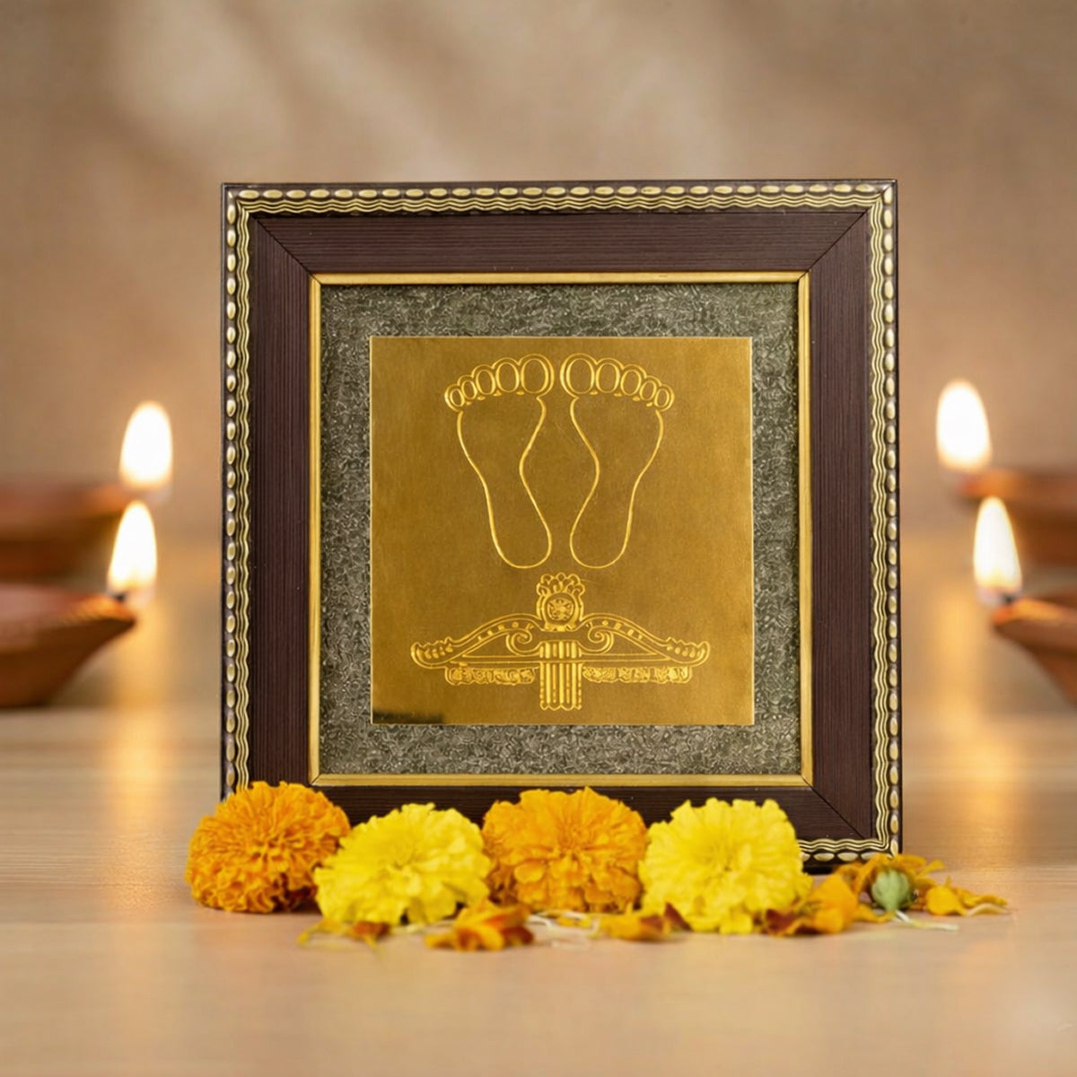 Shyam Baba Charan Paduka Pyrite Frame