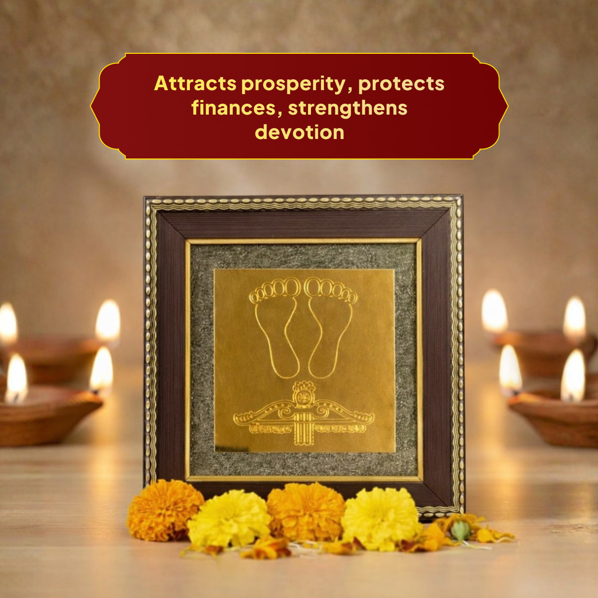 Shyam Baba Charan Paduka Pyrite Frame