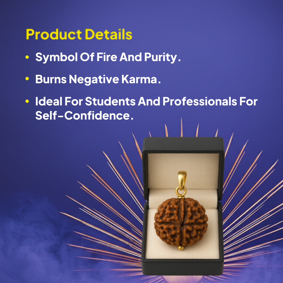4 Mukhi Rudraksha Pendant- Nepali