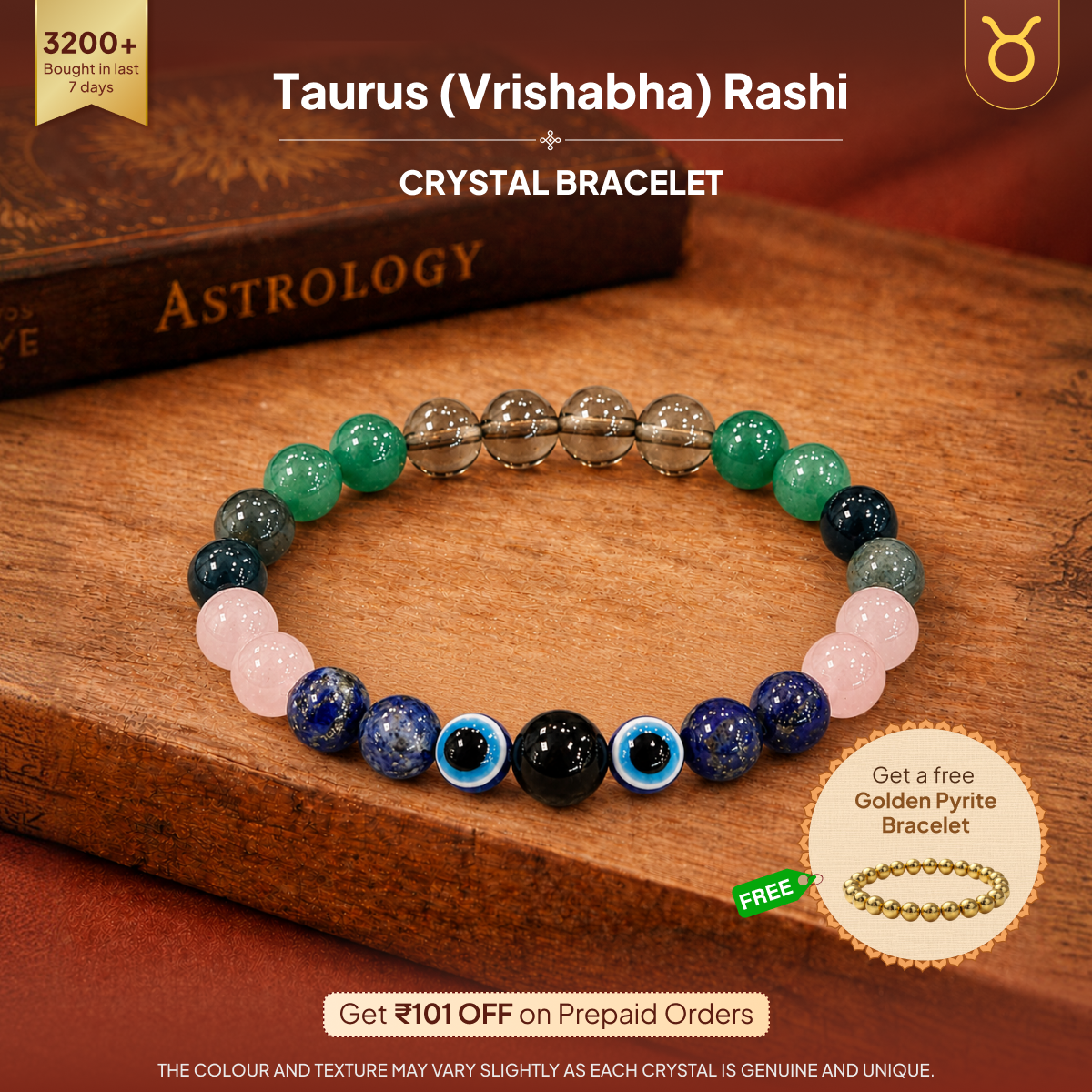 Vrishabha (Taurus) Rashi Crystal Bracelet