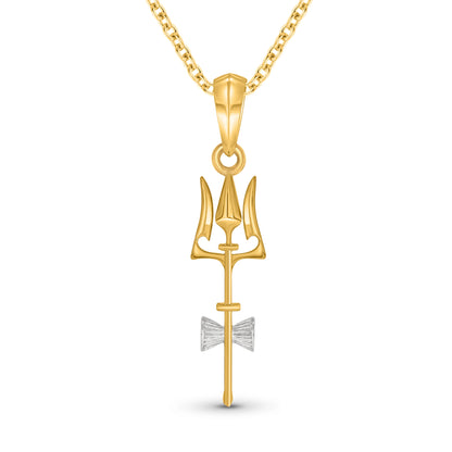 Trishul Damru Gold Pendant