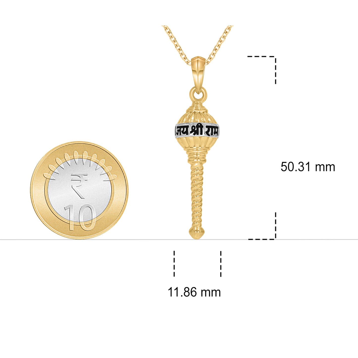 Hanuman Gadda Silver Pendant