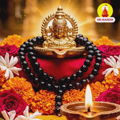 Karungali Mala Silver Cap Necklace