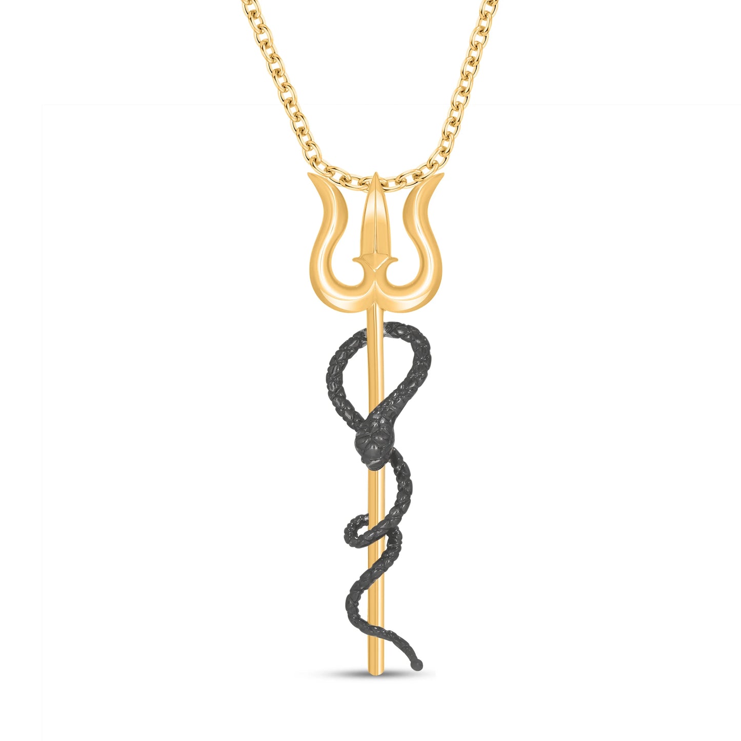 Mahadev Trishul Snake Silver Pendant