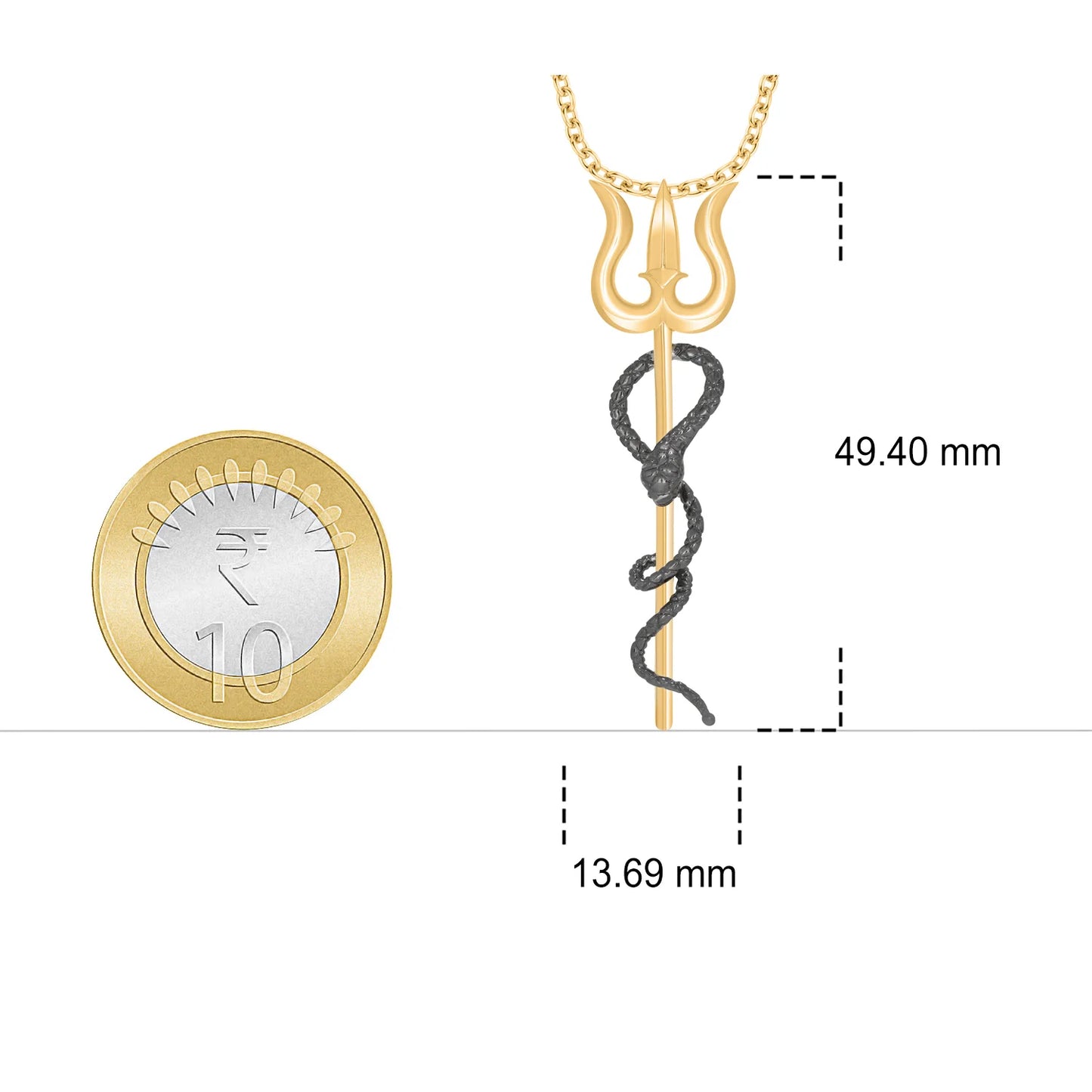 Mahadev Trishul Snake Silver Pendant